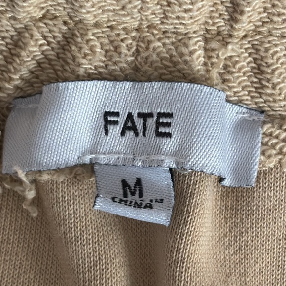 Fate French Terry Cotton Raw Edge Jogger Pants in Tan - Size Medium - Picture 4 of 7